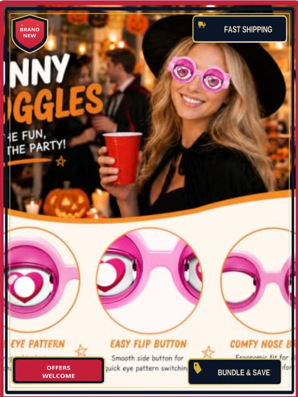 Googly Eye Glasses 4 Pcs Funny Photobooth Props Costume Party - Picture 2 of 6